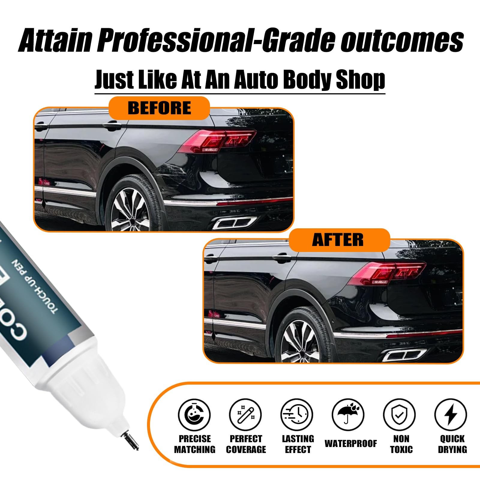 Touch Up Paint Kit For VW LC9X 2T Deep Black Pearl Scratch Repair Kit OEM Match