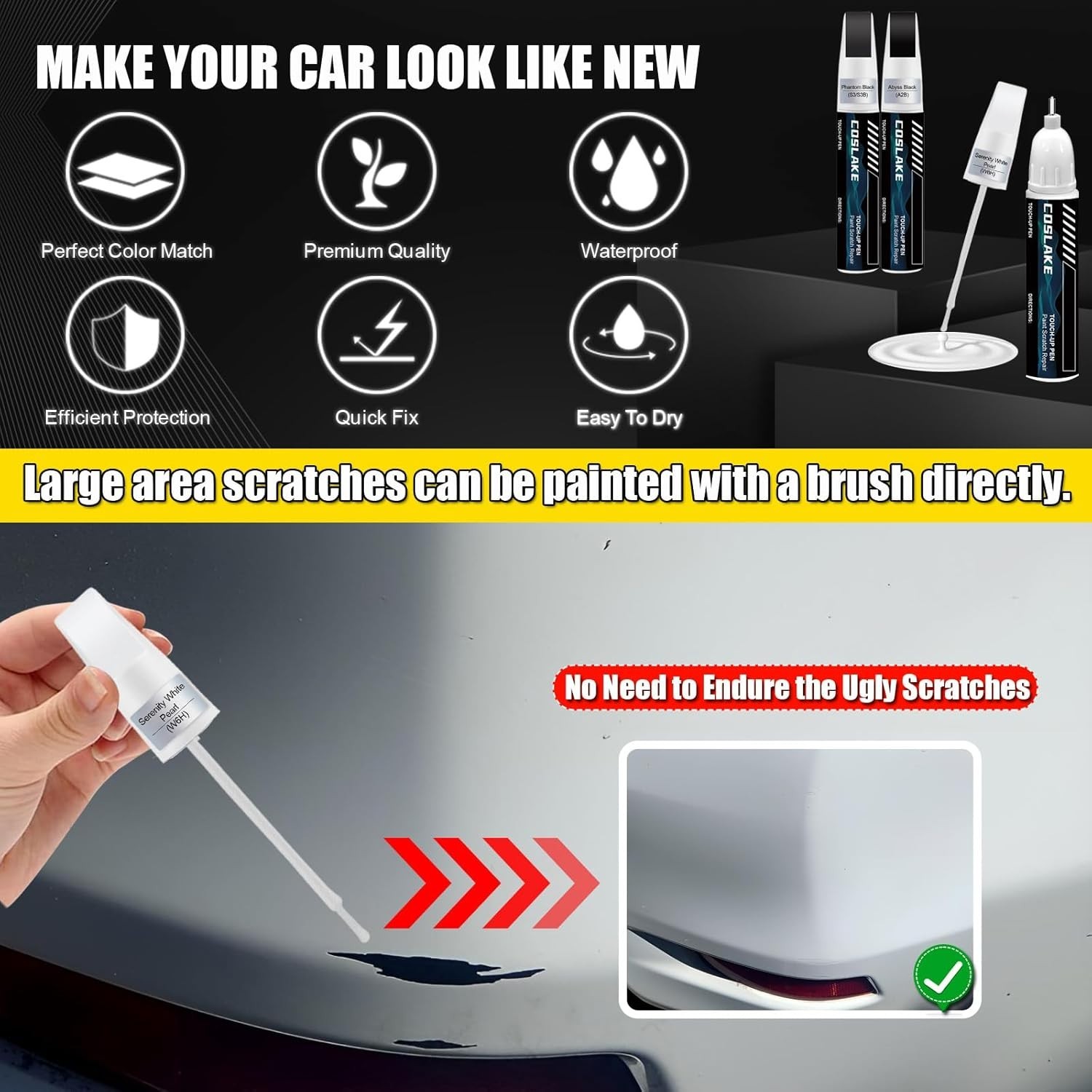 Fast-Drying Scratch Repair Paint – 2 in 1 Touch Up Kit for Moonlight Cloud UB7