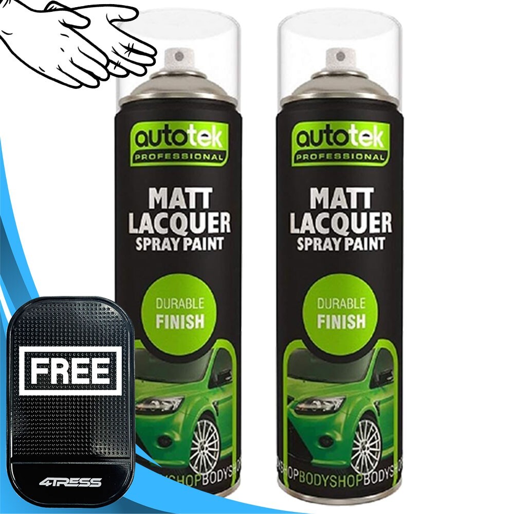 2 x 500ml AUTOTEK Professional +Mlear Lacquer Spray Paint Cans CL500+G+M