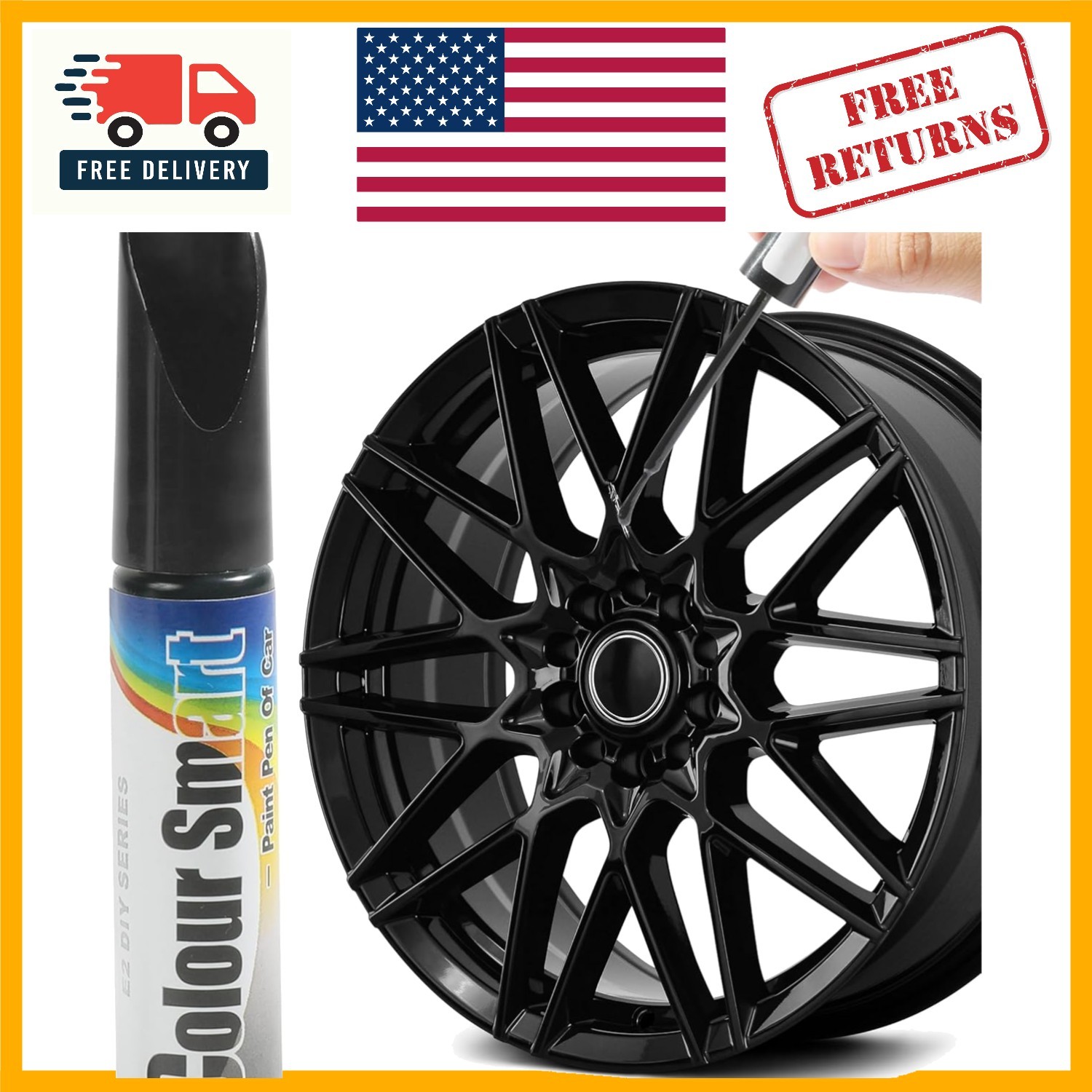 Rust Resistant Rim Scratch Repair Pen – Fast-Drying Gloss Black Touch Up Paint