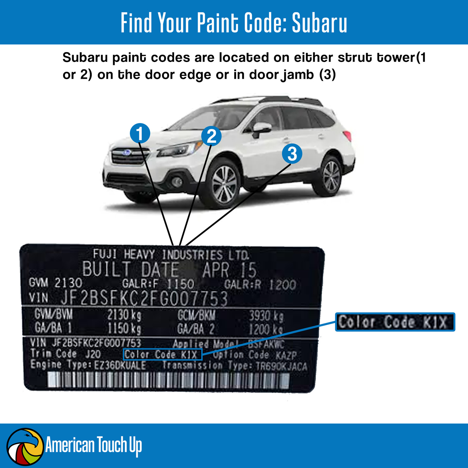 SUBARU – Genuine OEM Automotive Touch Up/Spray Paint SELECT YOUR COLOR CODE