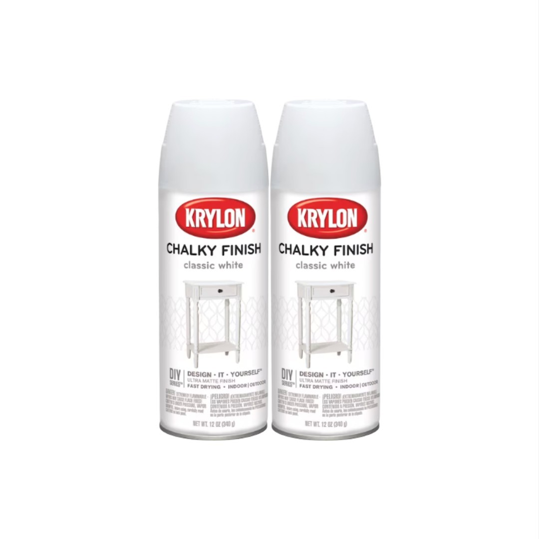 KRYLON 4101 Classic White Chalky Finish Indoor/Outdoor DIY Series Pack of 2
