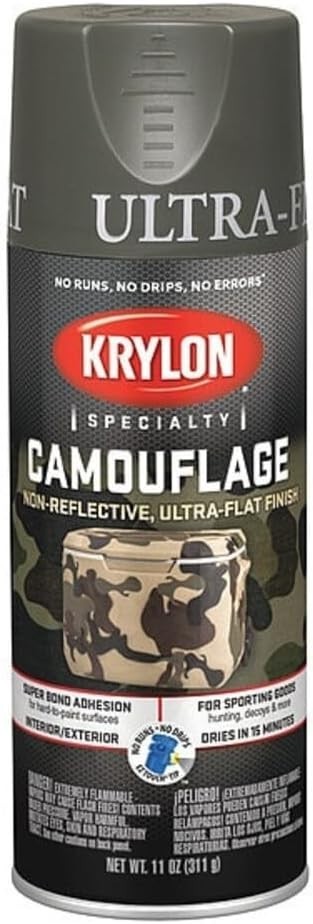 Krylon Camouflage Paint, Ultra Flat, Olive, 11 oz. (2 Pack)