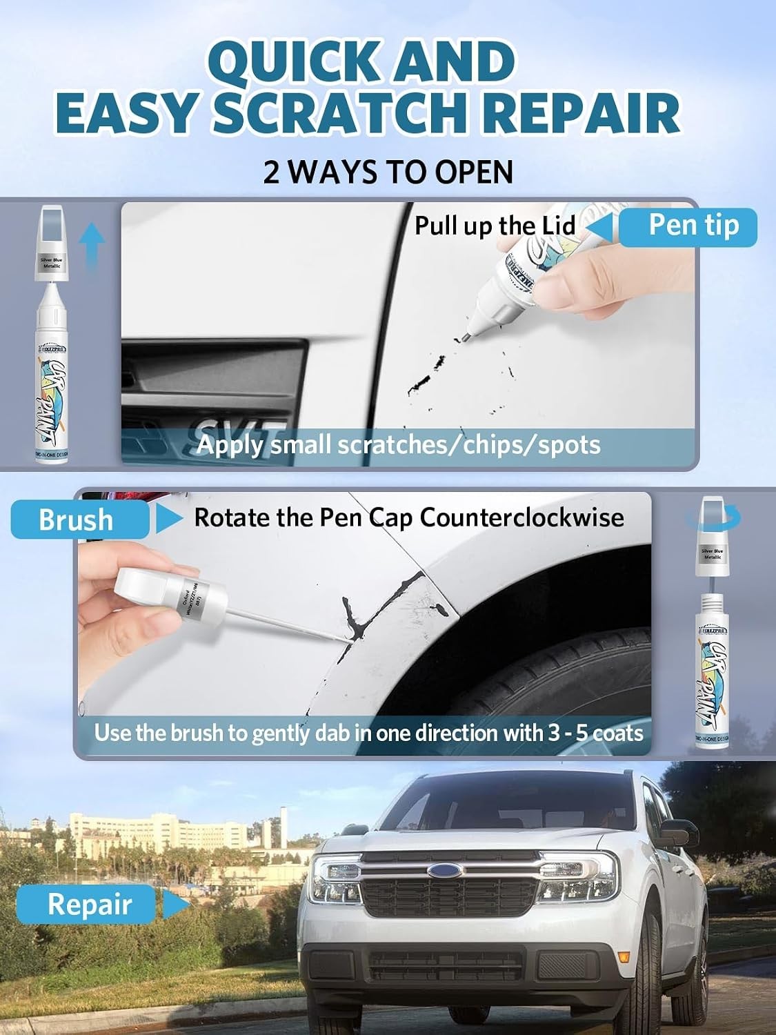 Quick & Easy Carbonized Gray Paint Repair Pen for Ford Models – Rust Resistant