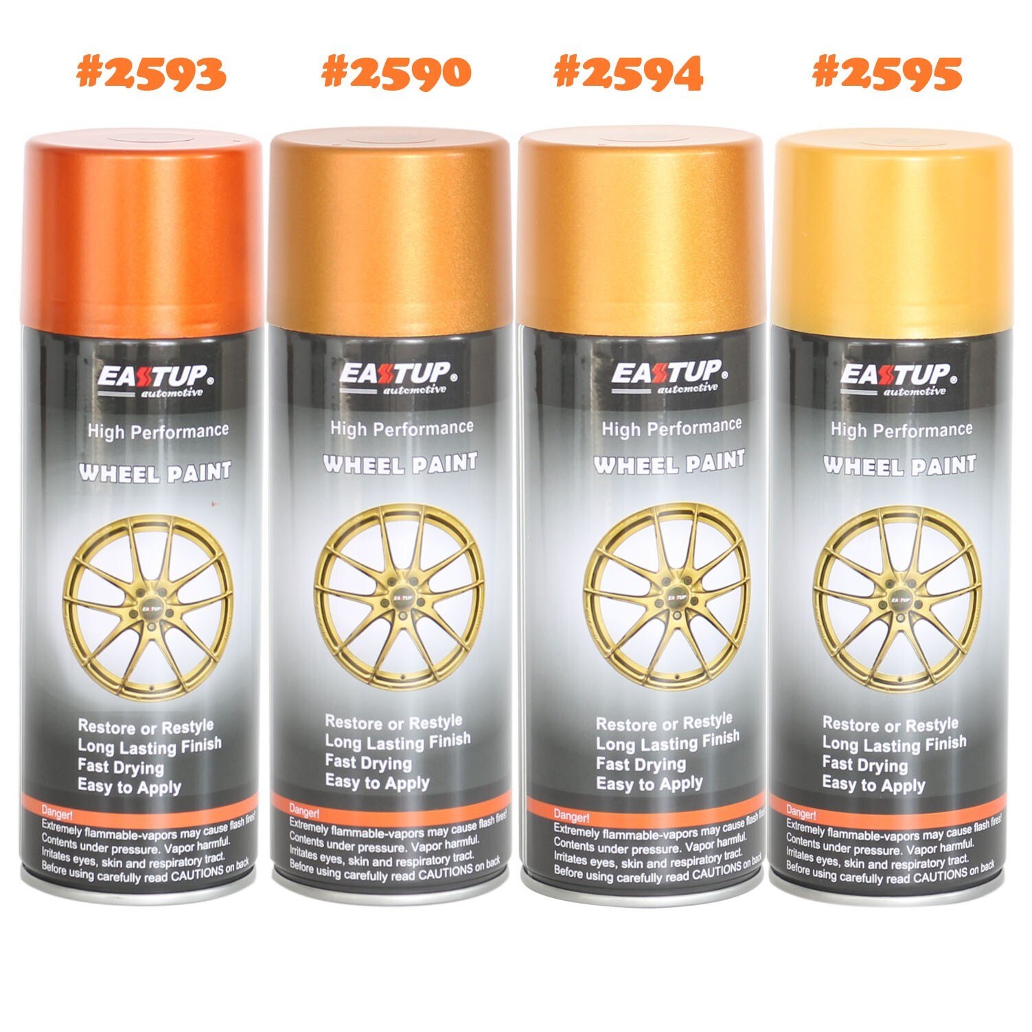 4 Cans Automotive Car Metallic Orange Gold Acrylic Body and Wheel Spray Paint