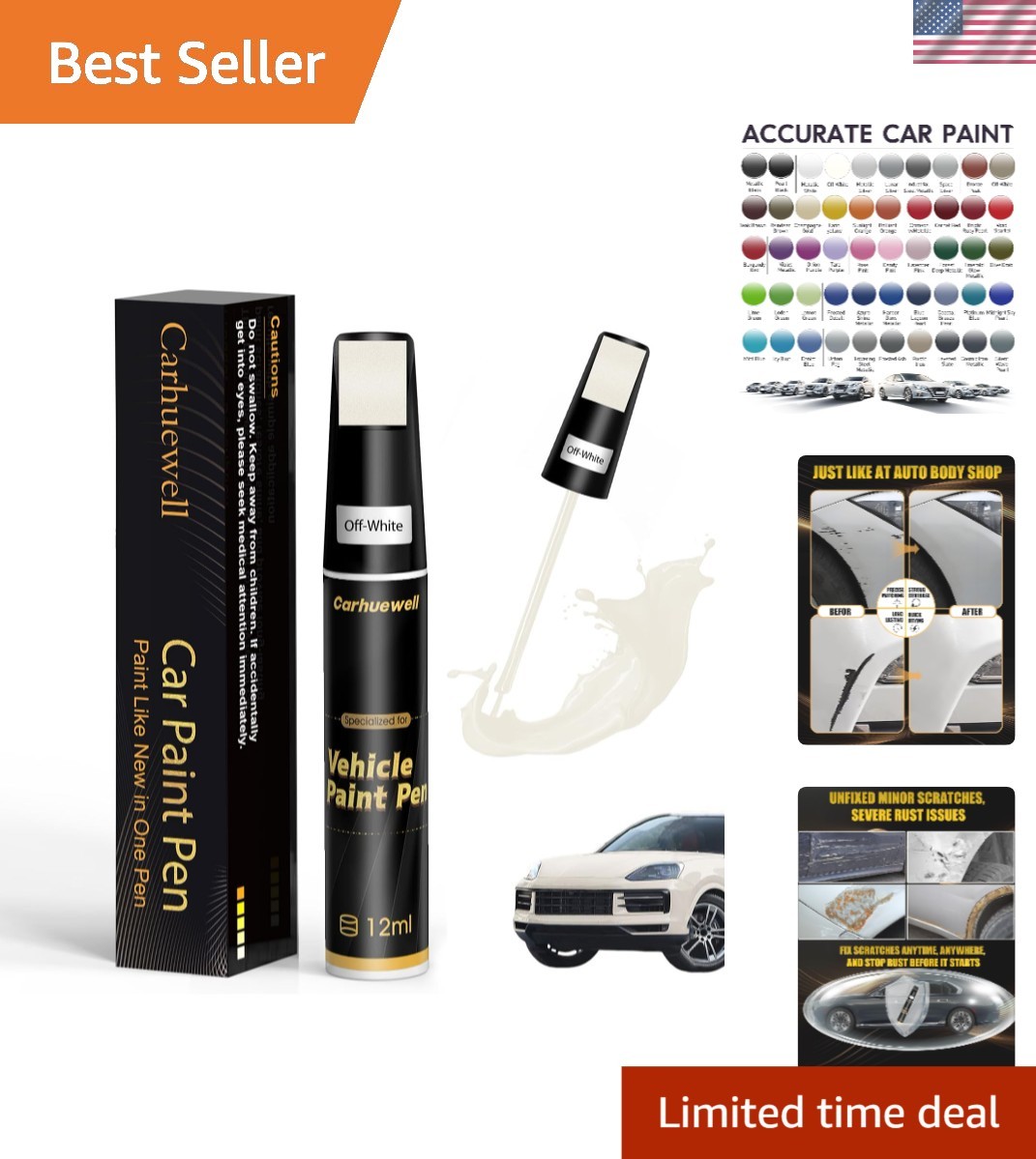 White Touch Up Paint for Cars, Car Paint Touch Up Pen, Car Scratch Repair Pen…