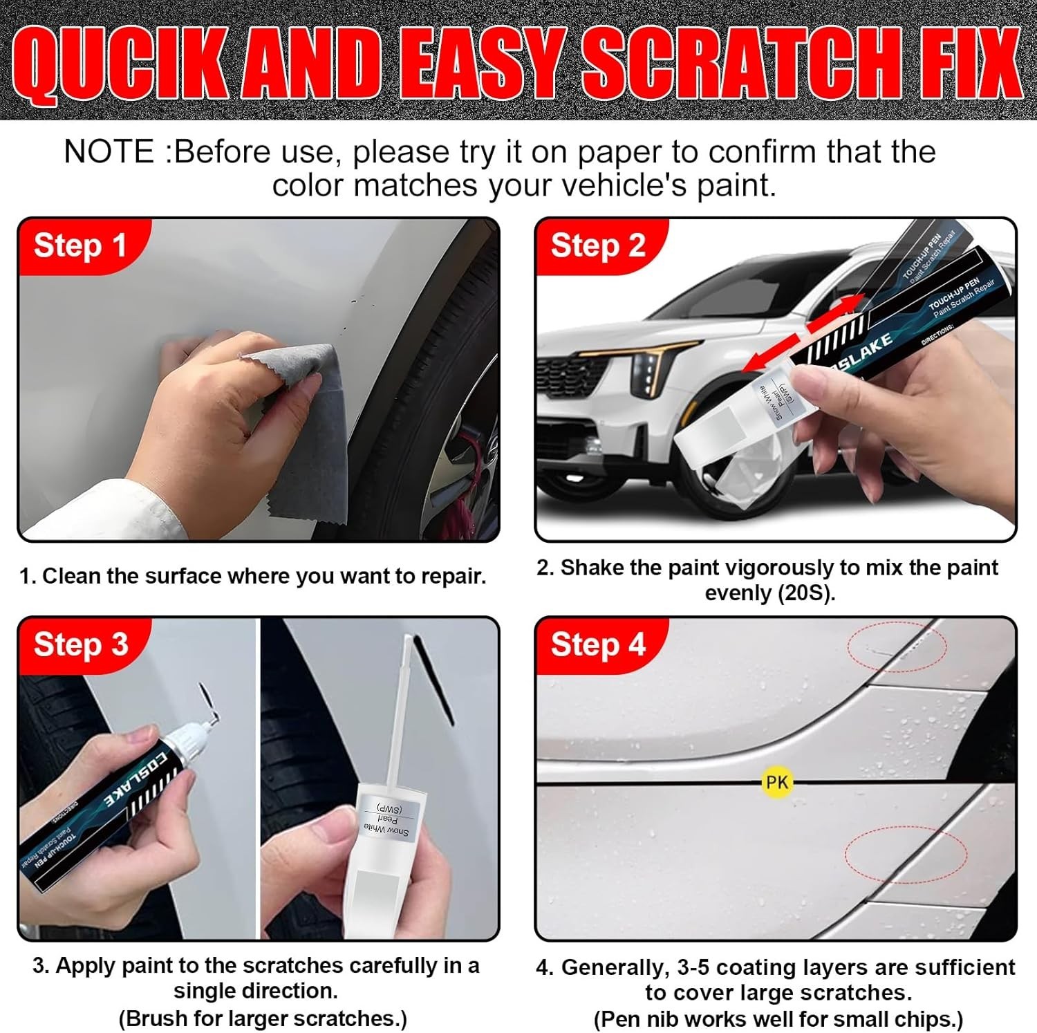 Kia Scratch Repair Kit – Fast-Drying Touch Up Paint for Dawning Red Finish