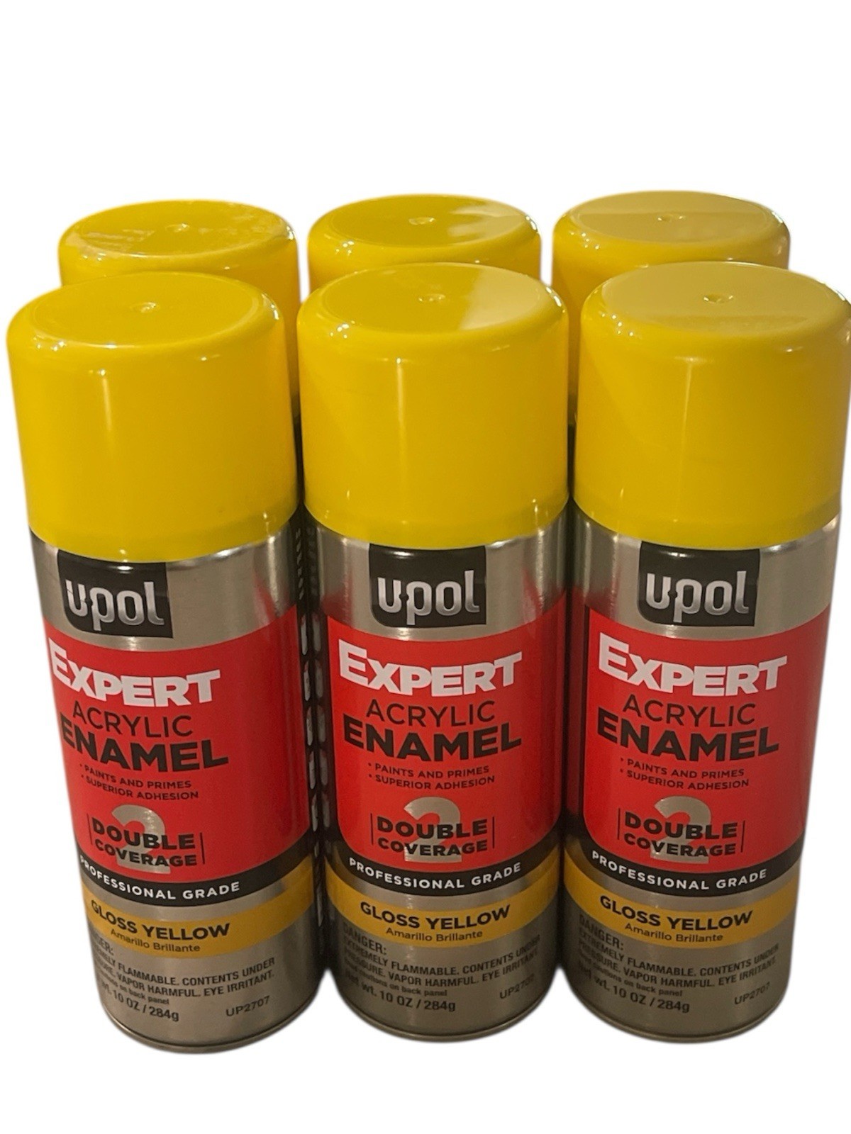 UPOL PREMIUM GLOSS YELLOW SPRAYPAINT UP2707 EXPERT ACRYLIC ENAMEL 10oz(6 Cans)JJ