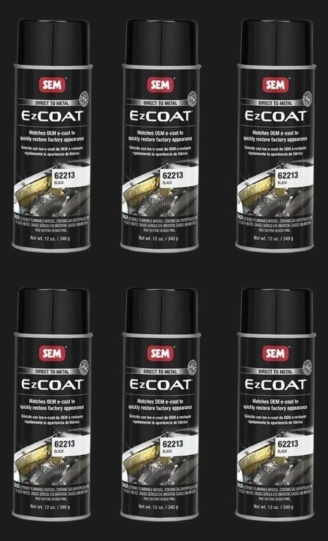 SEM 62213 EZ Coat Black Direct To Metal Spray Paint 12 oz (6 Pack)