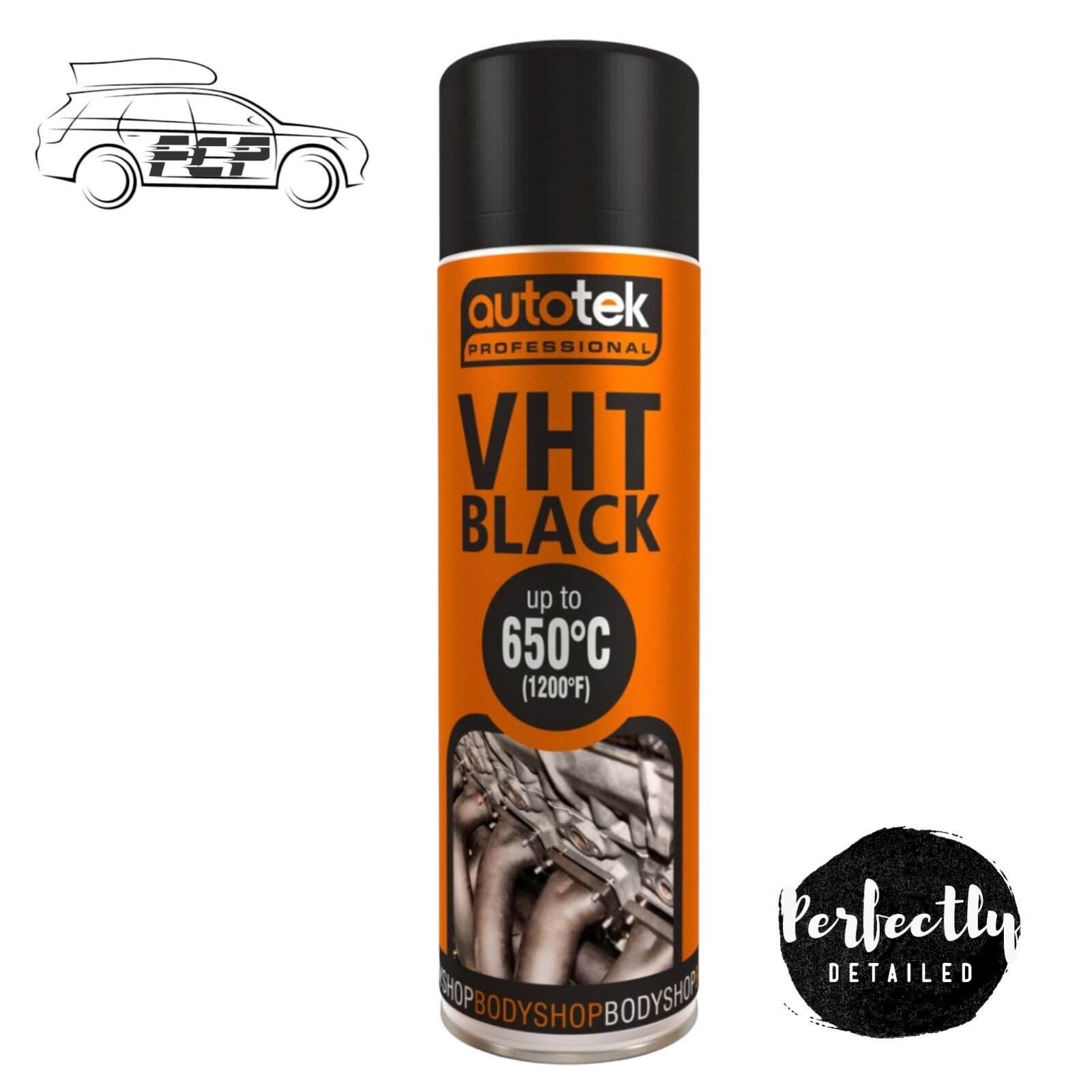 Autotek Matt Black VHT Very High Temperature Aerosol Spray Paint 500ml