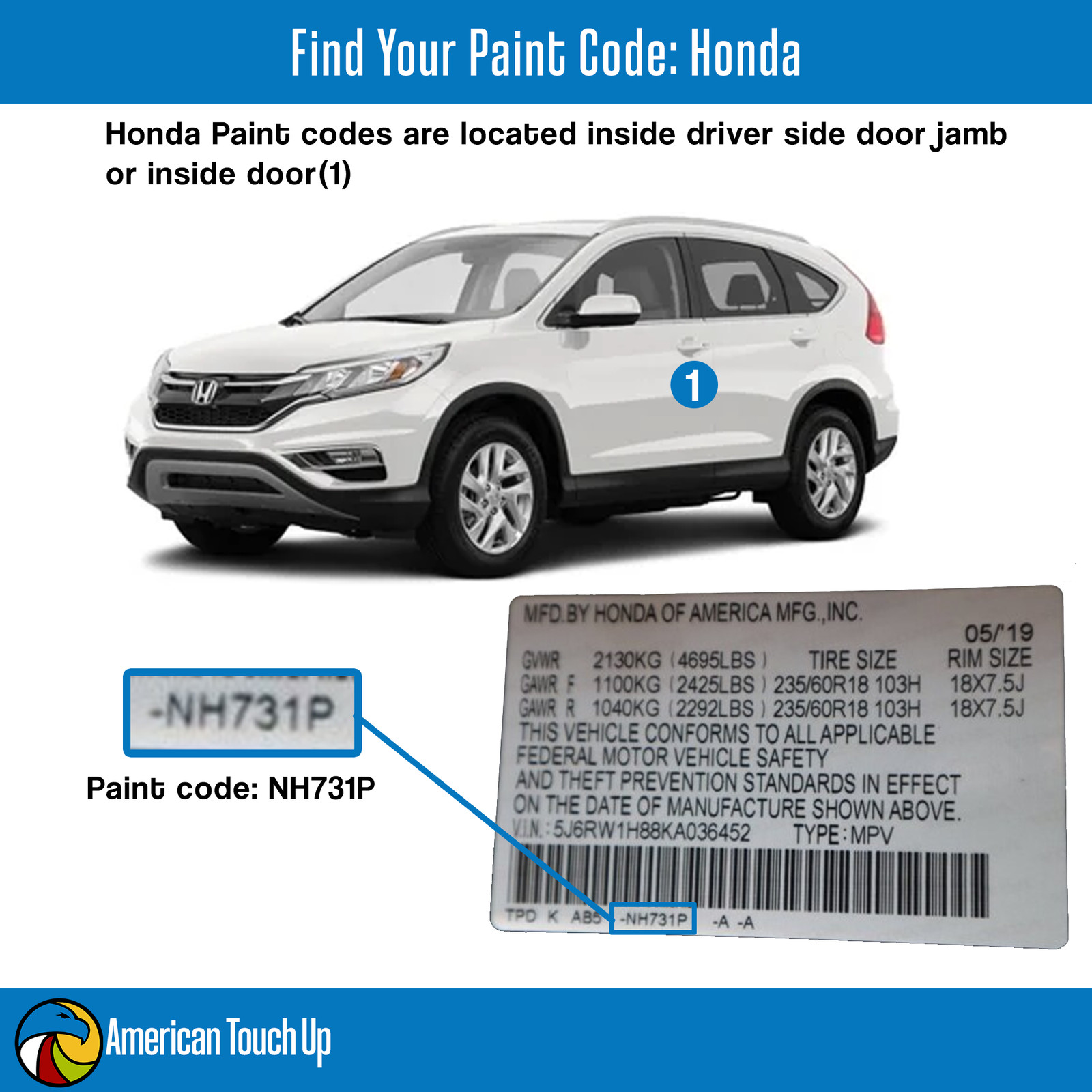 For HONDA – Genuine OEM Automotive Touch Up/Spray Paint SELECT YOUR COLOR CODE