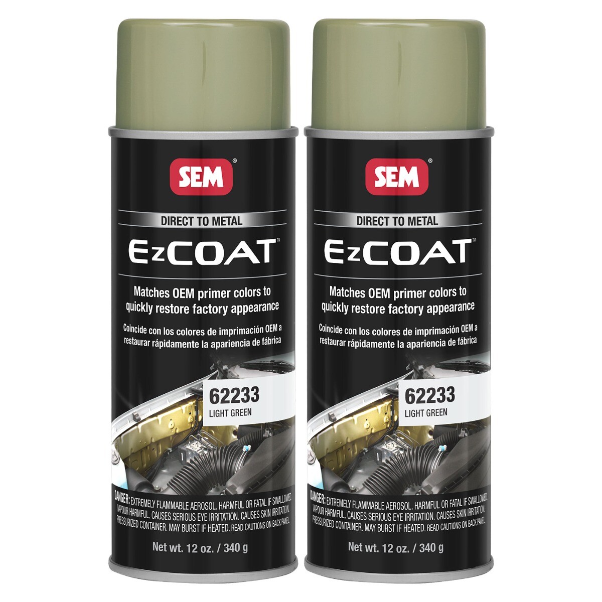 SEM 62233 EZ Coat Light Green Direct To Metal Spray Paint 12oz (2 Cans)