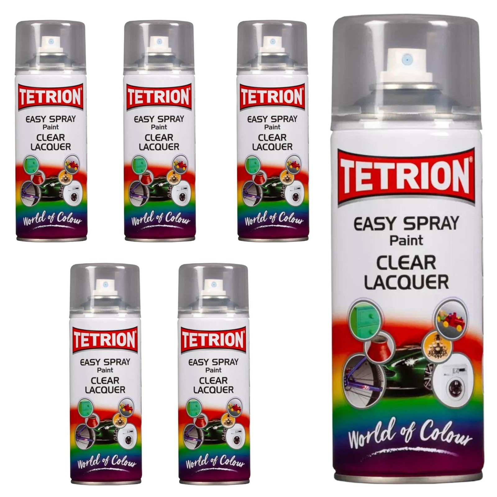 Tetrion Easy Spray Multi Purpose Aerosol Spray Paint Clear Lacquer 6 x 13.53oz