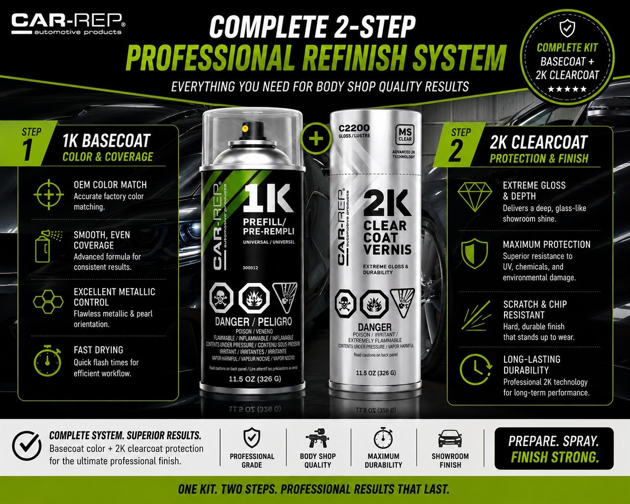 CAR-REP Basecoat & 2K Clearcoat for 2003 VW Silver Green Heliochrome LK6L, 9070