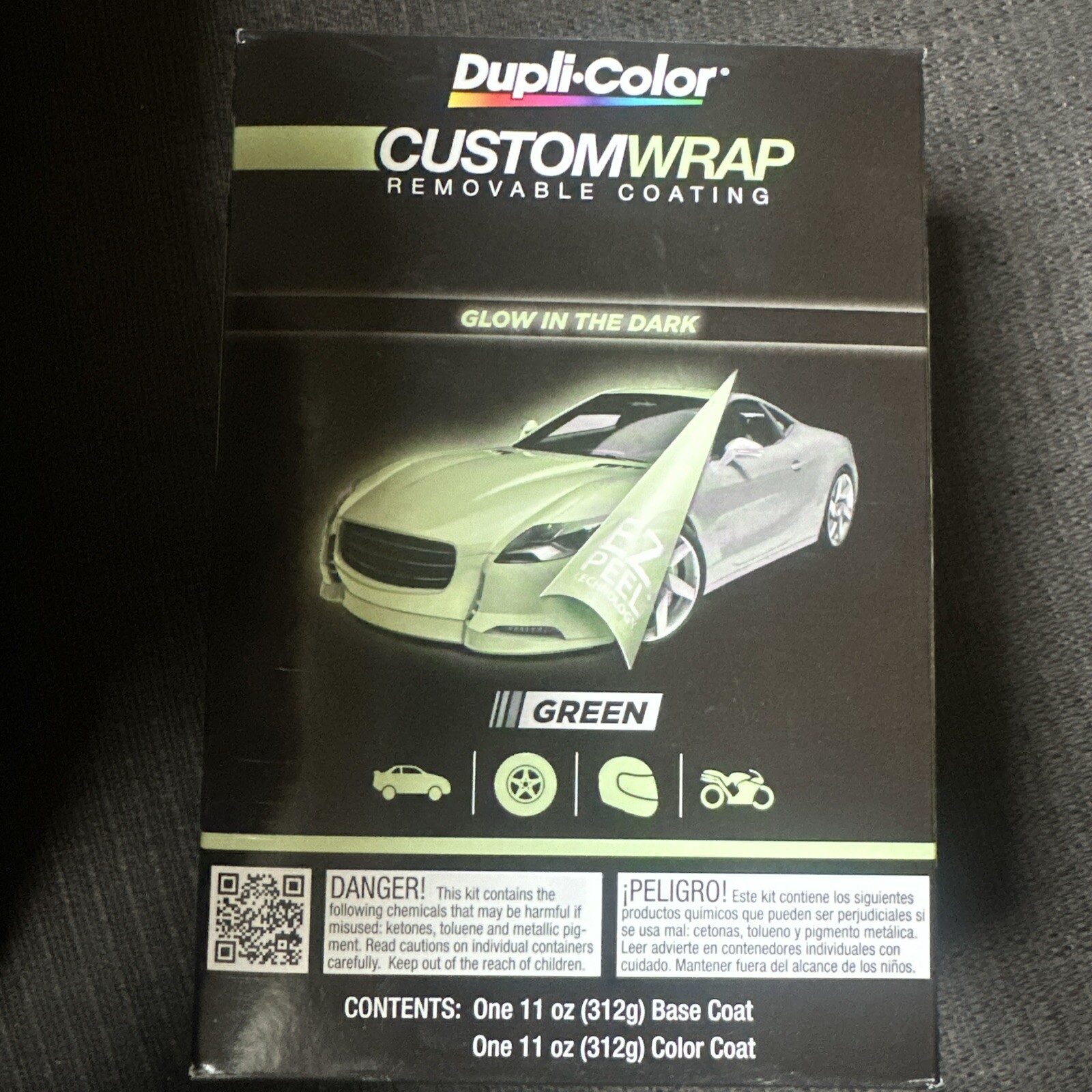 Duplicolor CWRC871 Custom Wrap Glow in the Dark Green Kit – Removable Coating