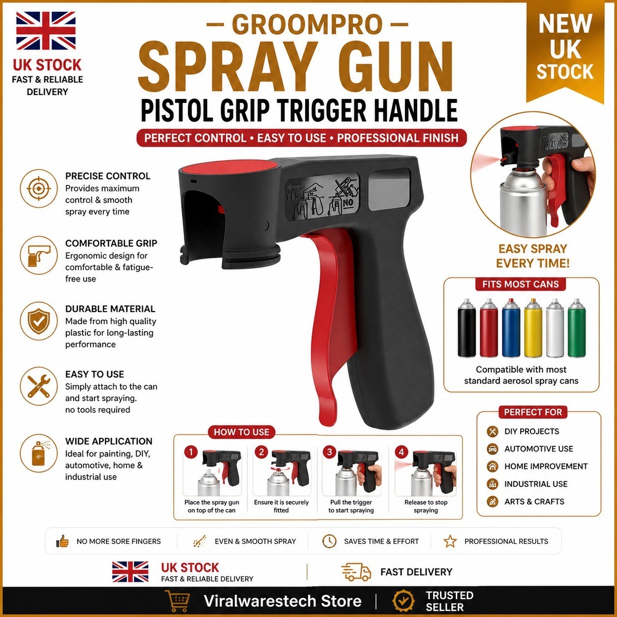 Spray Gun Pistol Grip Aerosol Paint Bottle Trigger Handle Spray Gun UK