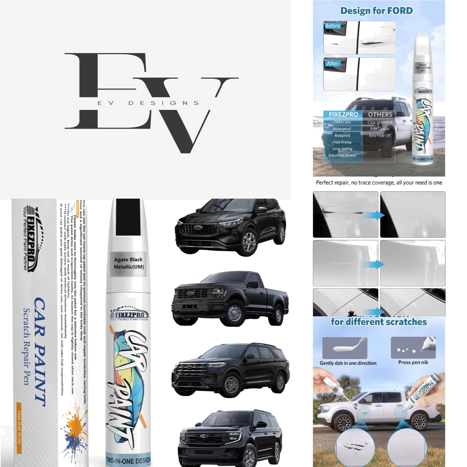Rust-Resistant Agate Black Metallic Touch Up Paint for Ford – 100% Color Match