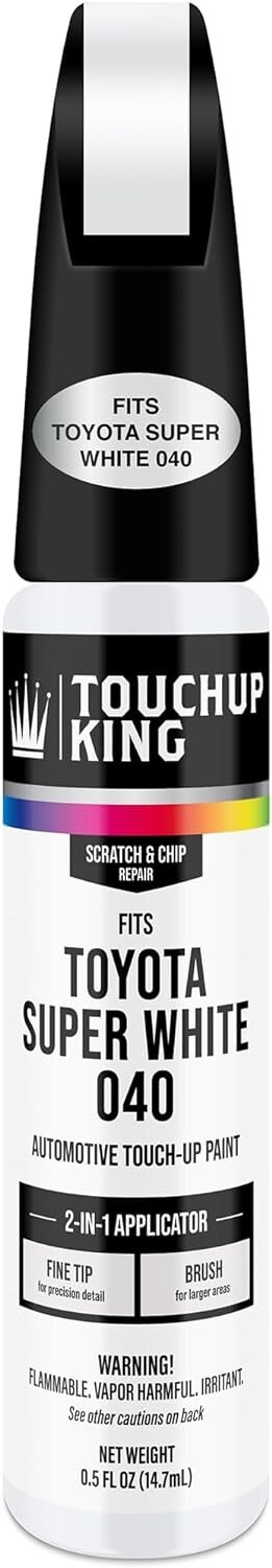 Touch Up King Paint Made for Toyota Super White 040 Brush and Pen Combo