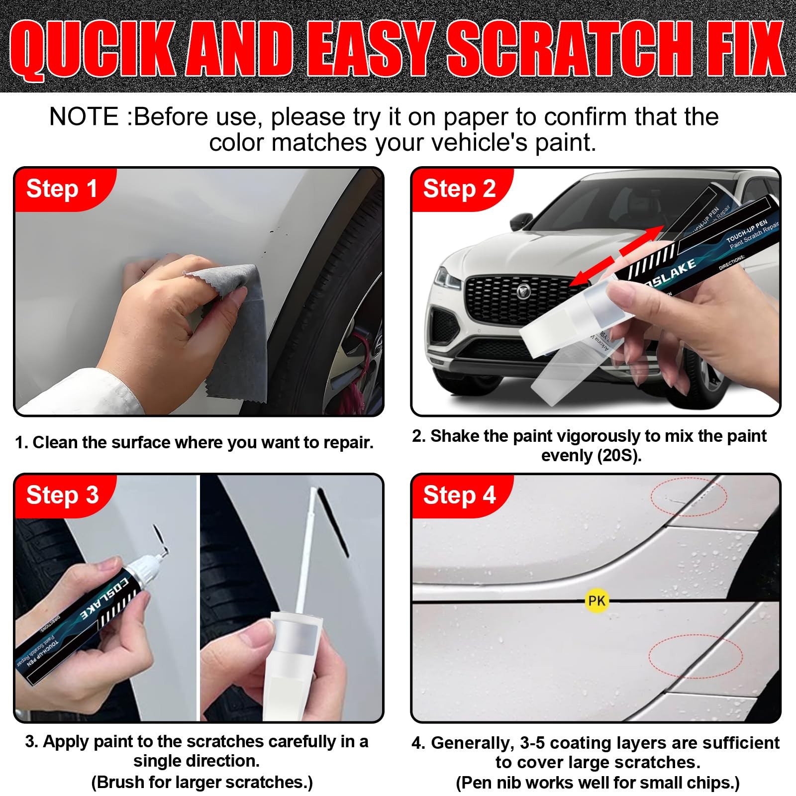 Land Rover Fuji White 2135 Touch Up Paint Pen Car Scratch Repair Kit Pro Kit