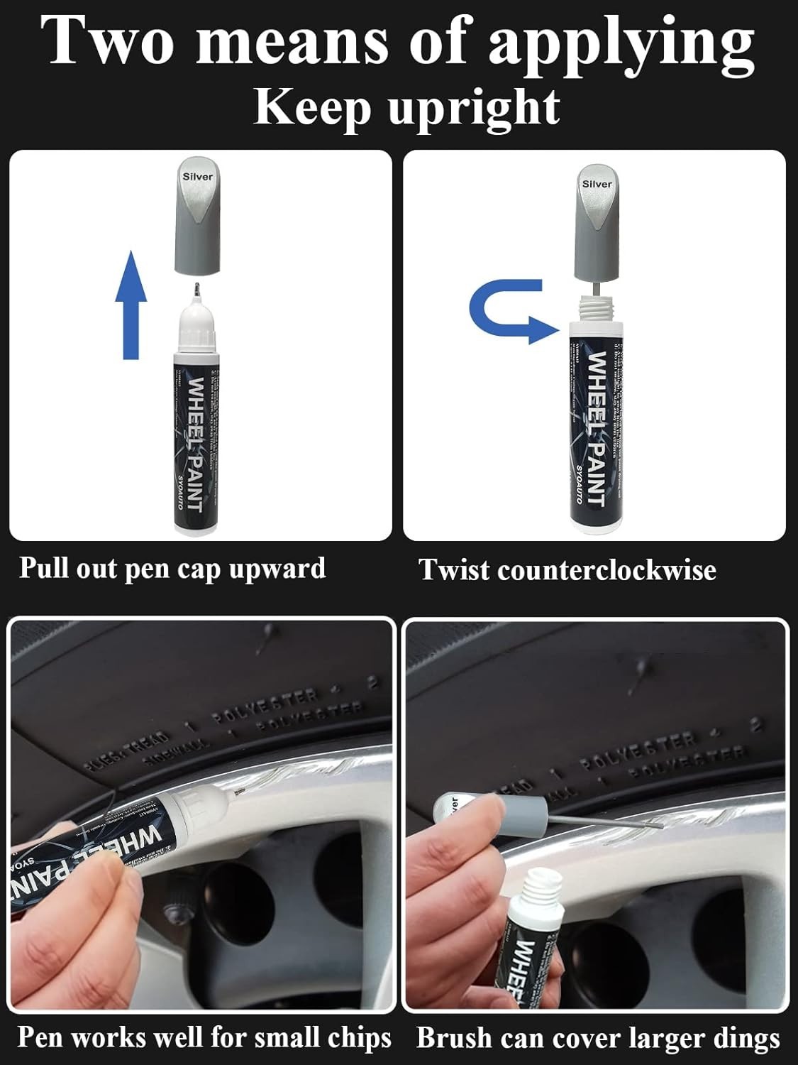 Silver Rim Touch Up Paint Pen Universal Alloy Wheel Scratch Repair Kit 12ml