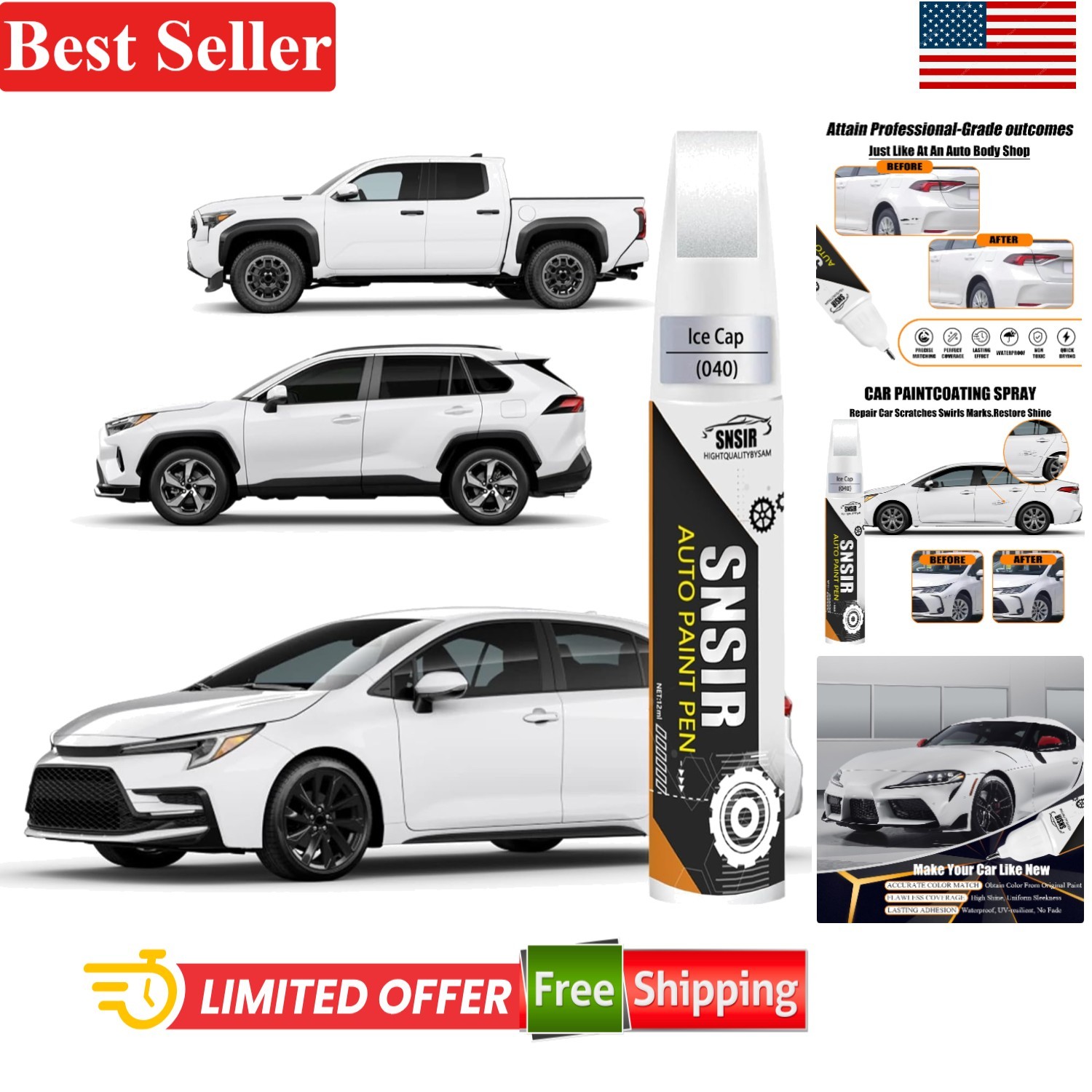 High-Gloss 040 Super White Touch Up Paint for Toyota Vehicles – Easy Application