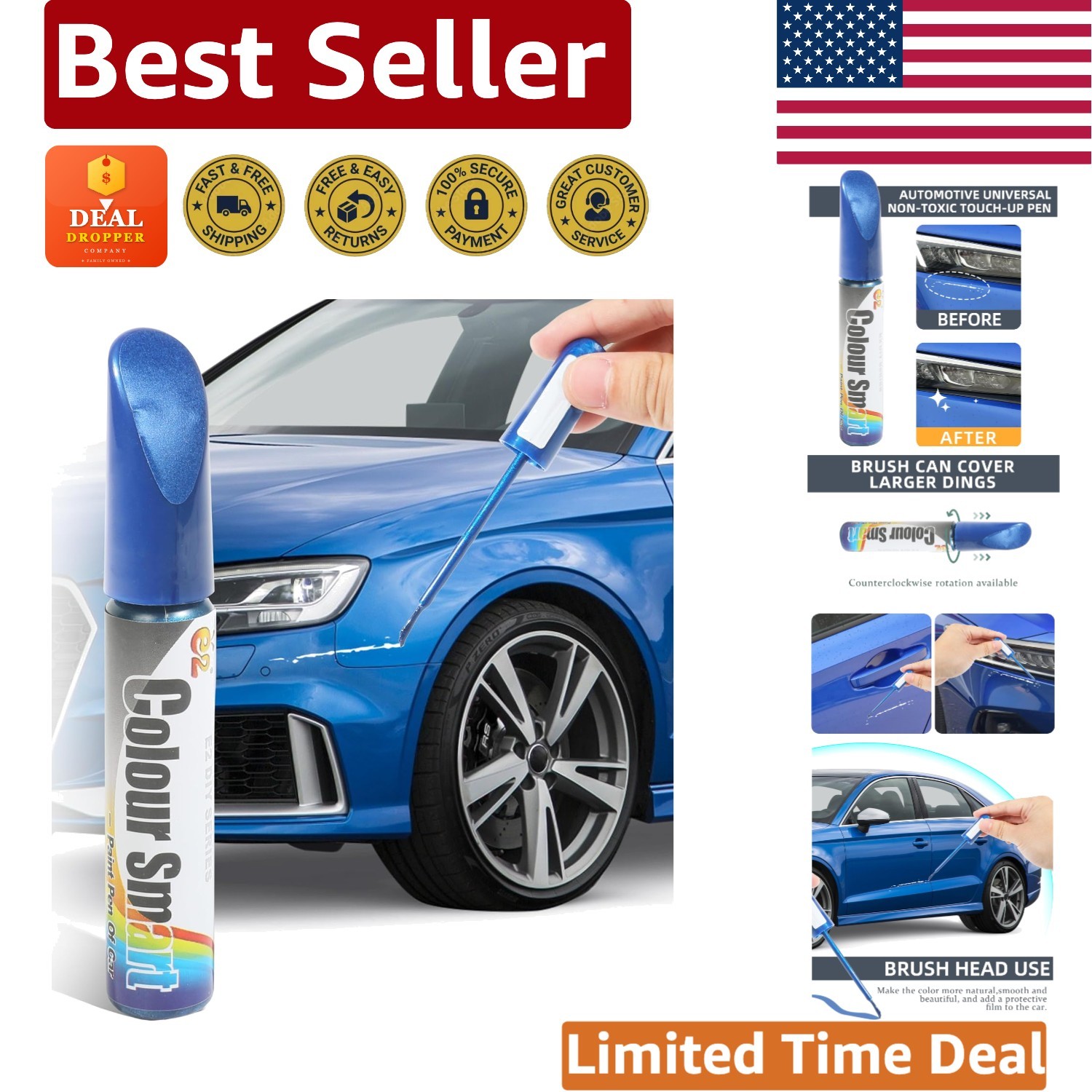 Blue Touch Up Paint Pen for Cars – Rust Resistant with No Color Discrepancy