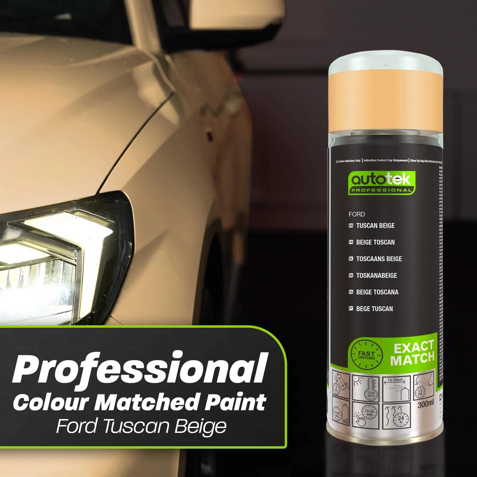 Autotek Ford Tuscan Beige Fast Drying High Coverage Aerosol Spray Paint 10.14oz