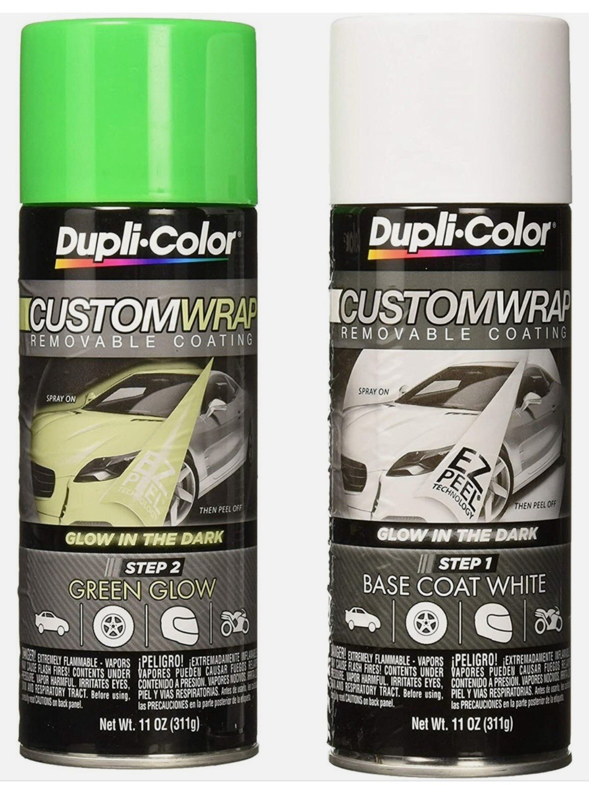 TWO NEW Dupli Color Custom Wrap Paint Glow in the Dark Green Removable CWRC871