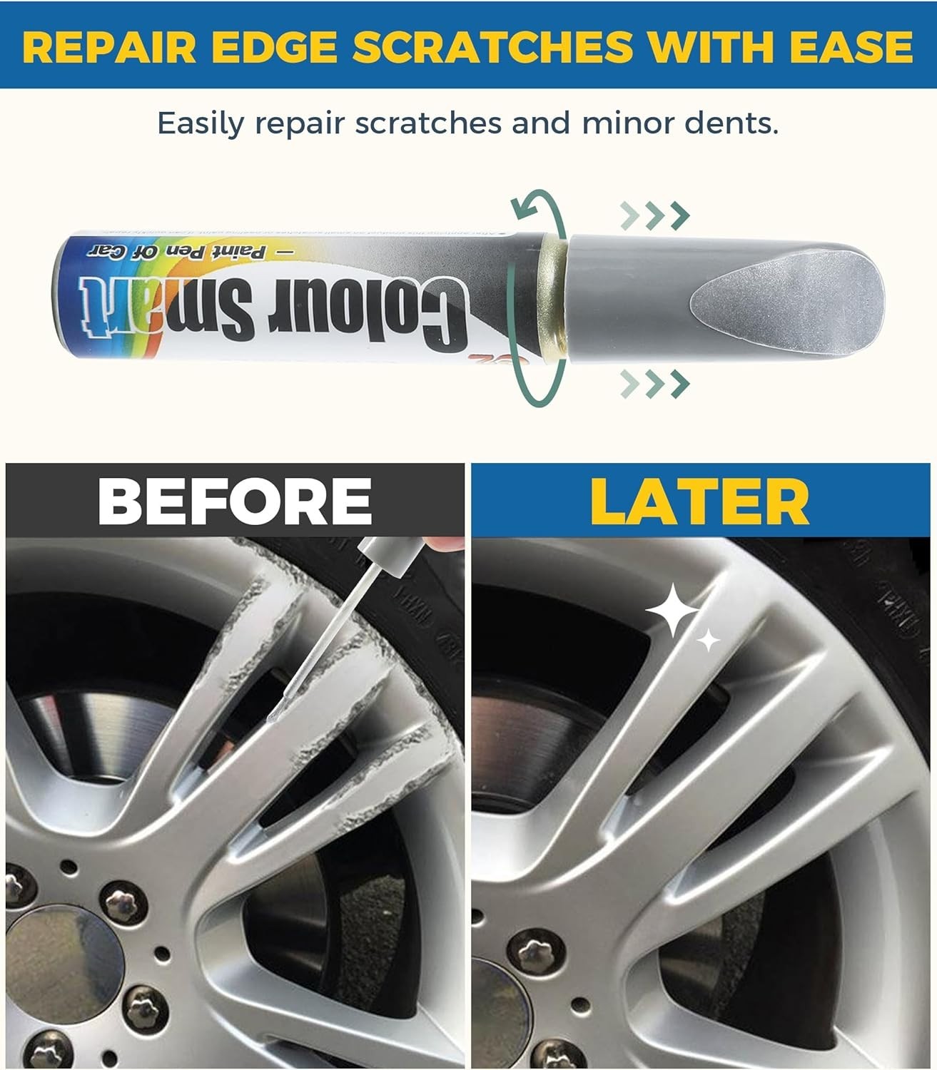 Rust Resistant Automotive Paint – Silver Scratch Remover Pen for Car Wheels