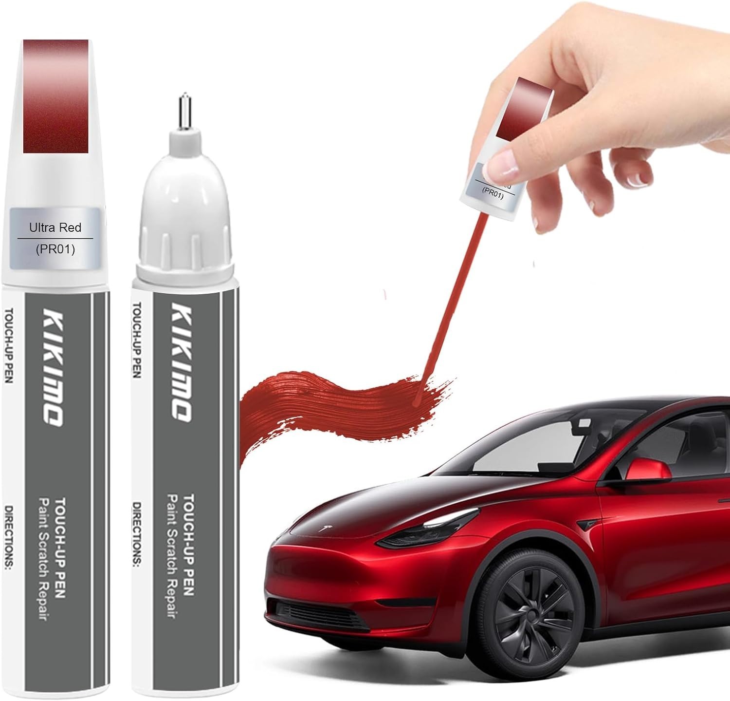 Ultra Red 2-in-1 Tesla Car Paint Repair Kit – Brush & Pen for Easy Application