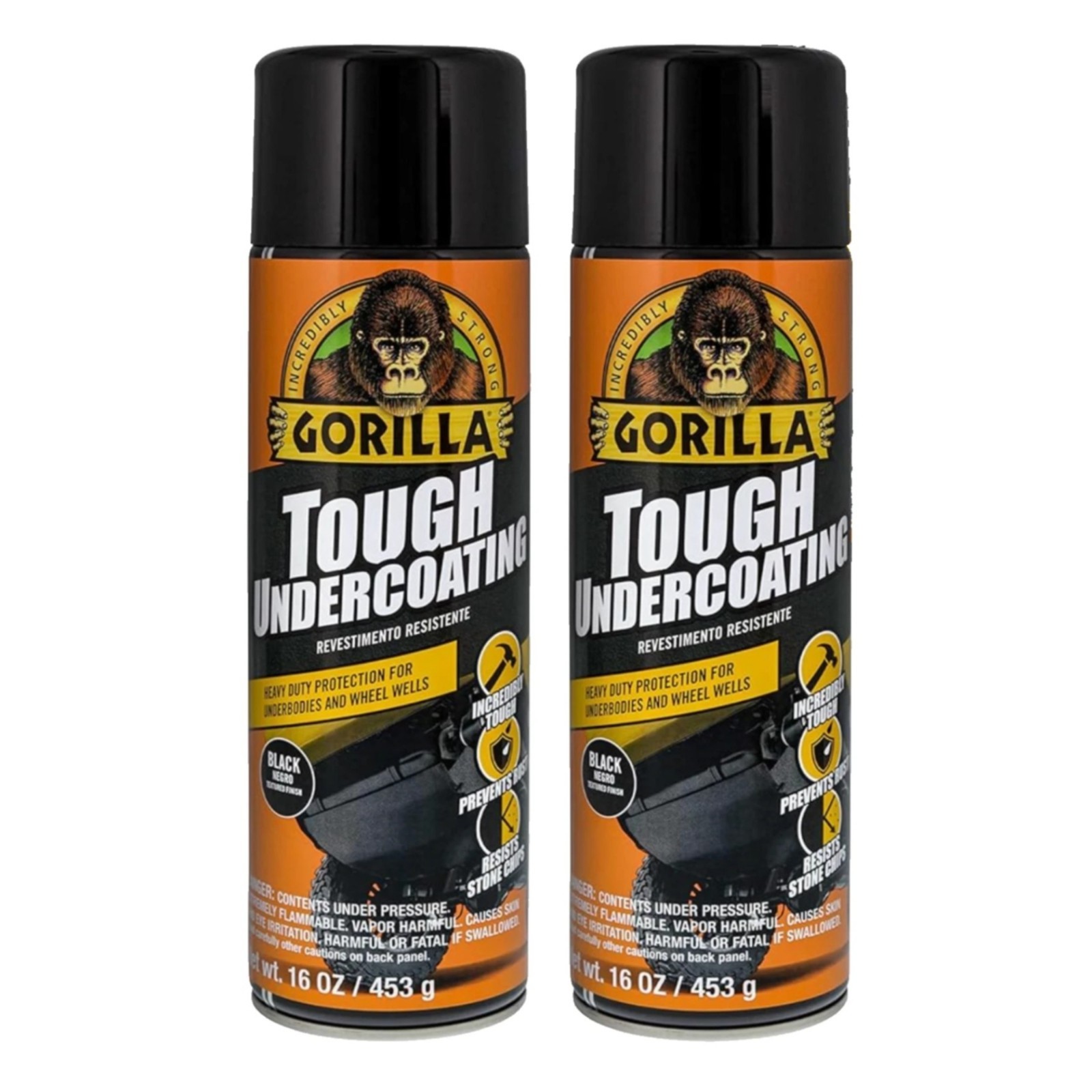 Gorilla Tough Undercoating Black 16oz Spray Rust Road Debris Protection 2 Pack