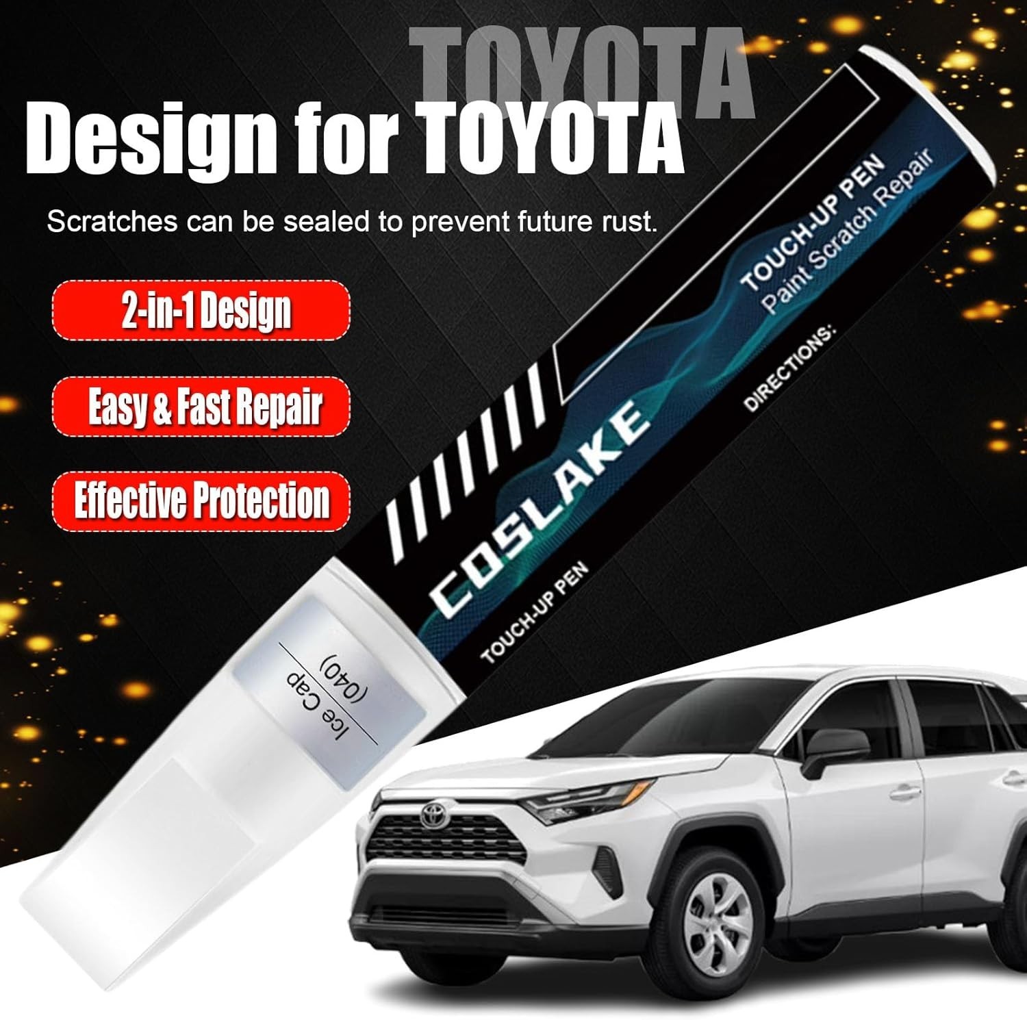 Car Scratch Repair Kit – Fast-Drying Midnight Black Metallic Paint, 12ml