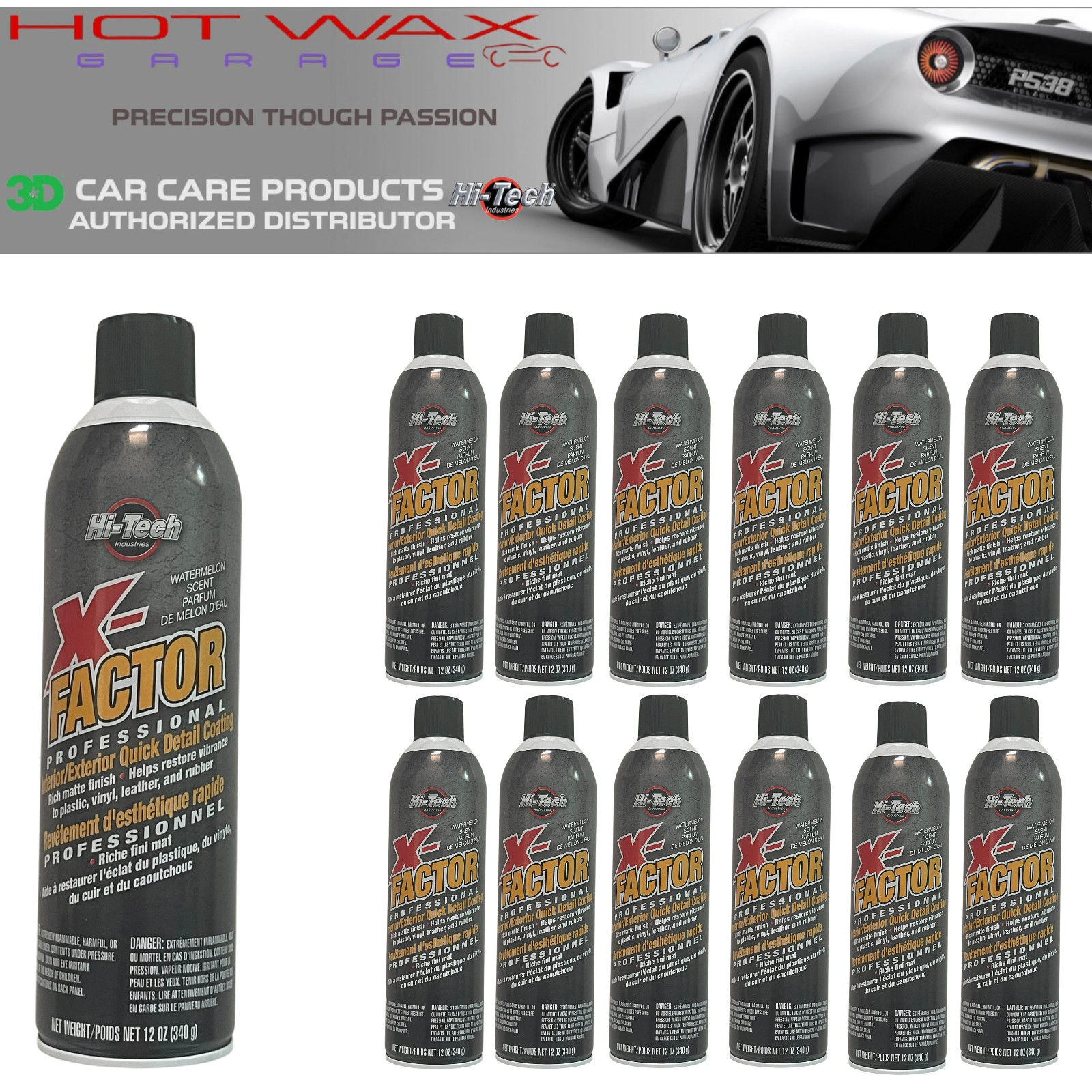 Hi Tech X-Factor Interior Exterior Quick Detailer Coating Melon Sent Case of 12