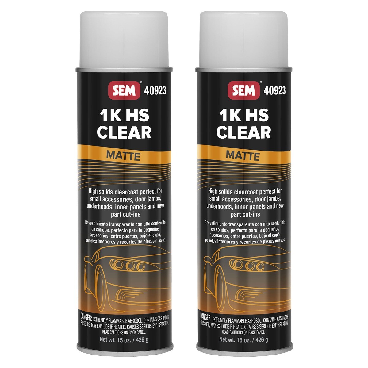 SEM 40923 1K HS Matte Clear Aerosol Clearcoat 15 fl. oz. (2 Cans)