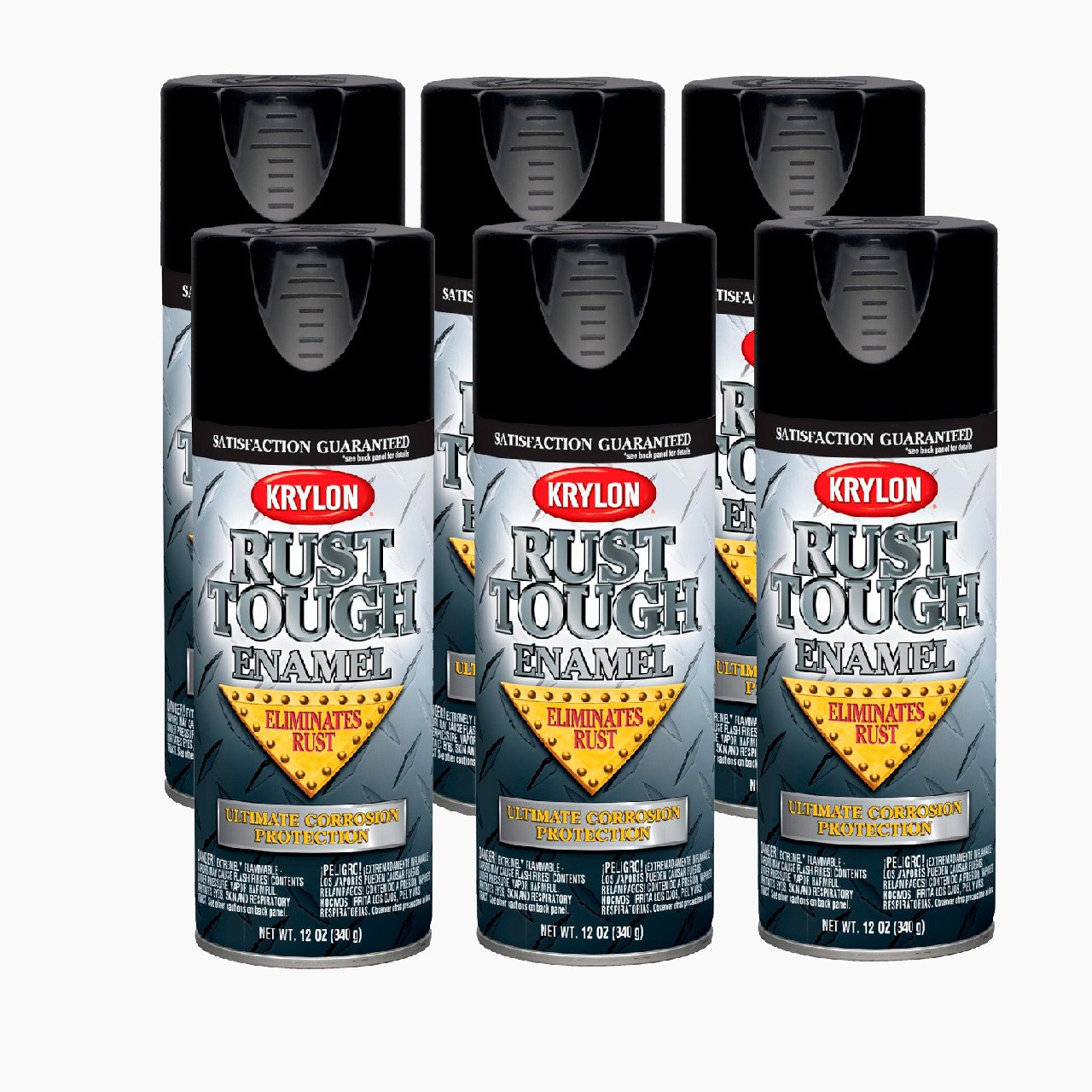 Duplicolor RTA9203 Krylon Rust Tough Enamel Paint Semi Flat Black 12Oz 6-Pack