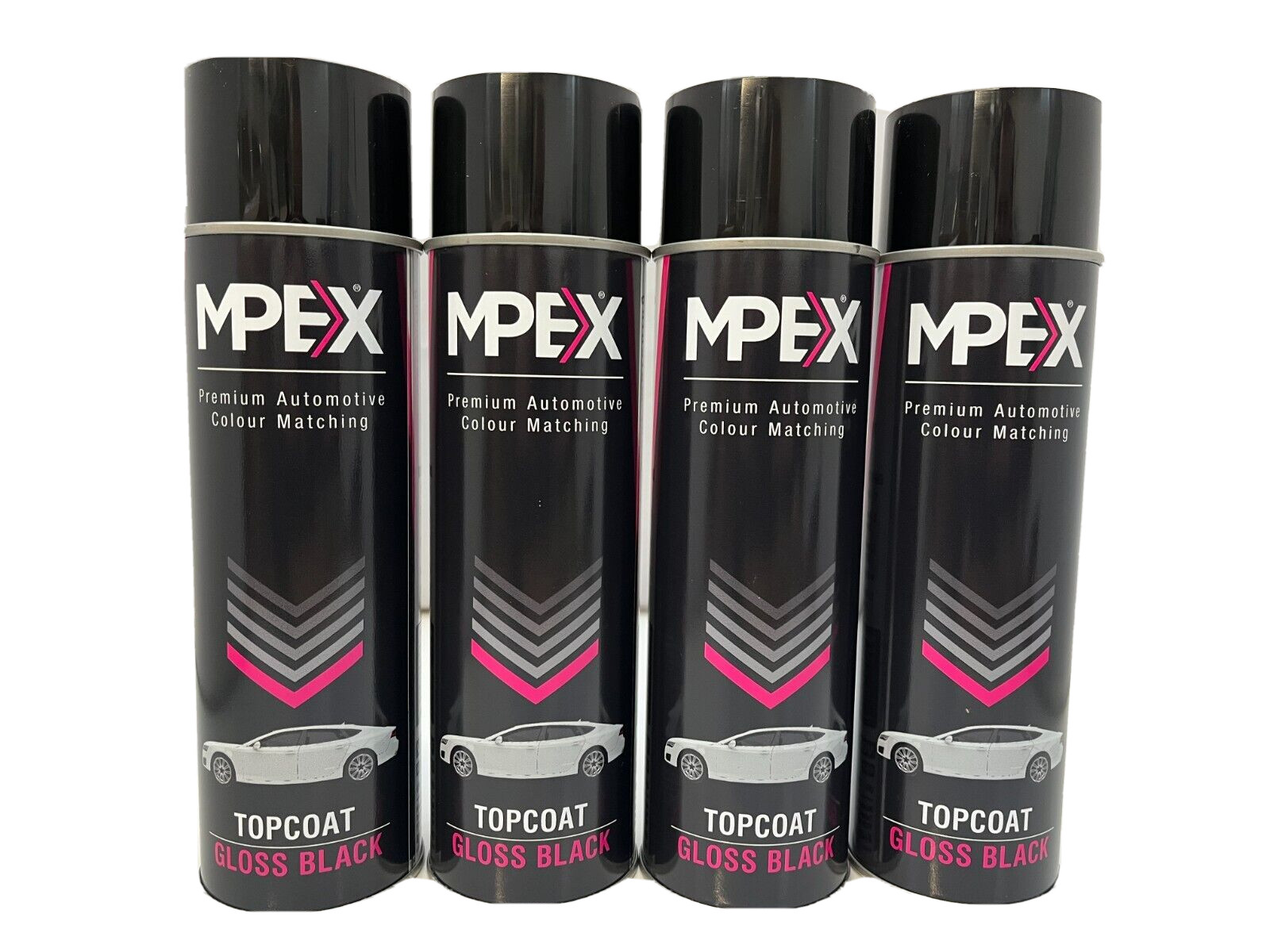 Mpex Gloss Black Spray Paint Aerosol Coating Fast Drying Multi Purpose 500ml x 4