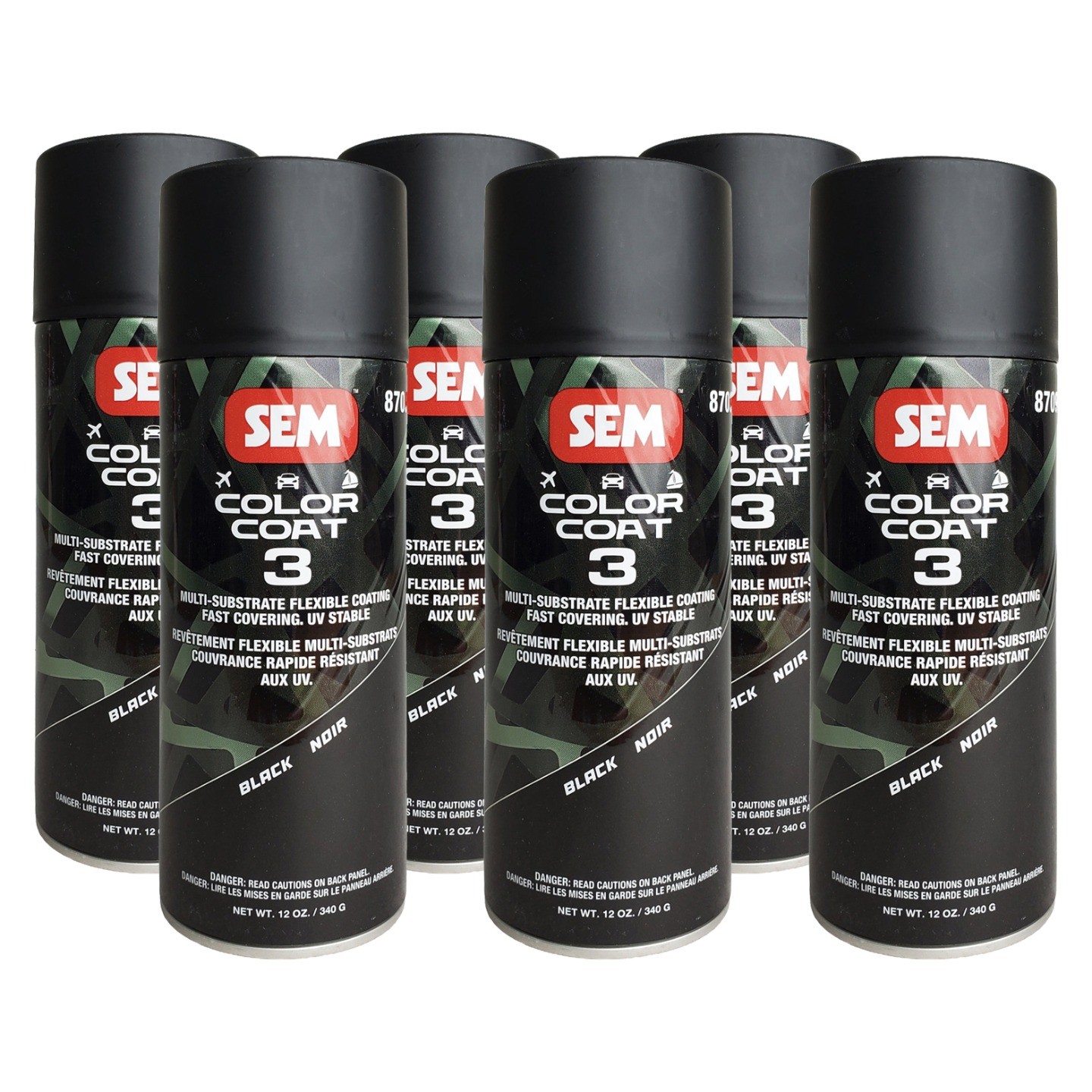 SEM 87093 Color Coat 3 Black Flexible Coating 12 oz. (6 Pack)