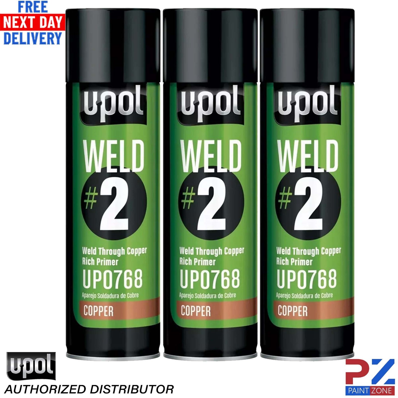 3X U-POL WELDC/AL WELD#2 Weld Through Primer COPPER Rich Aerosol – 450ML
