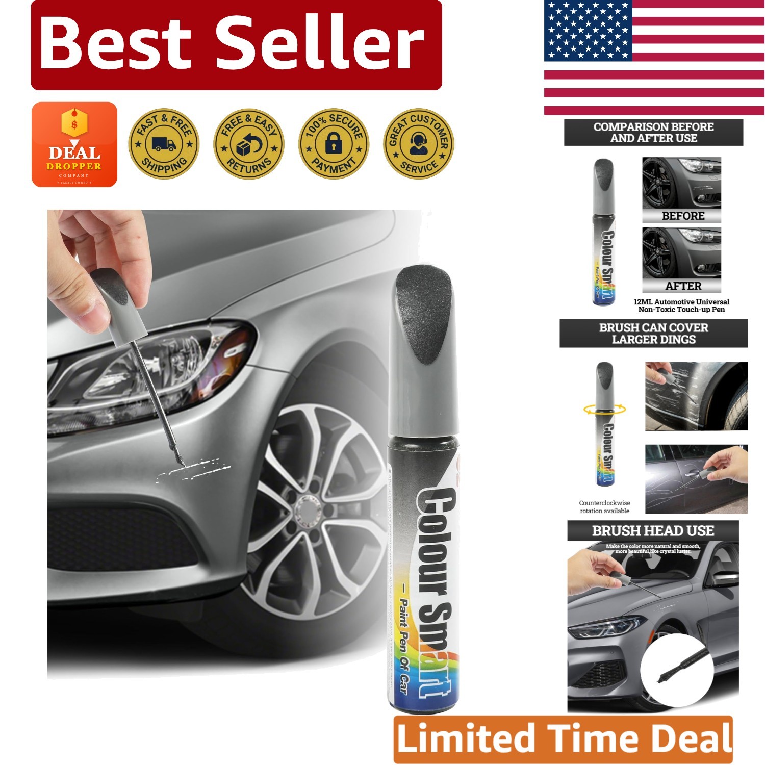 Waterproof Car Scratch Repair Pen – Quick Touch Up Gray Automotive Paint