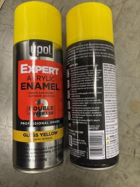 (2 CANS) UPOL Premium Gloss Yellow Spray Paint UP2707 Expert Acrylic Enamel 10oz
