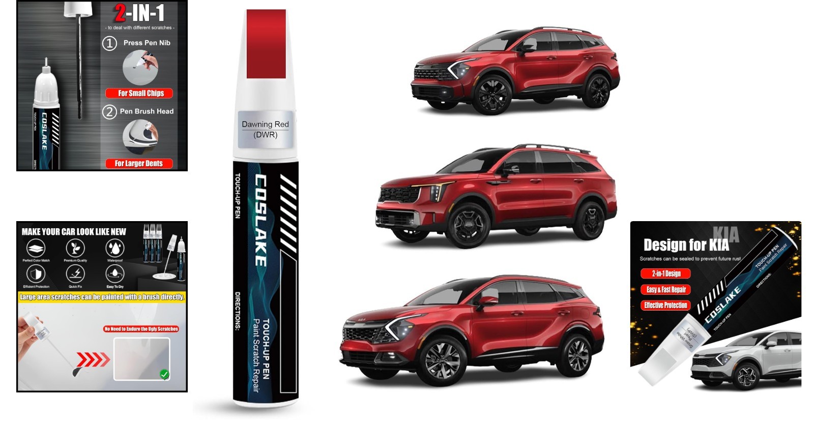 Kia Scratch Repair Kit – Fast-Drying Touch Up Paint for Dawning Red Finish