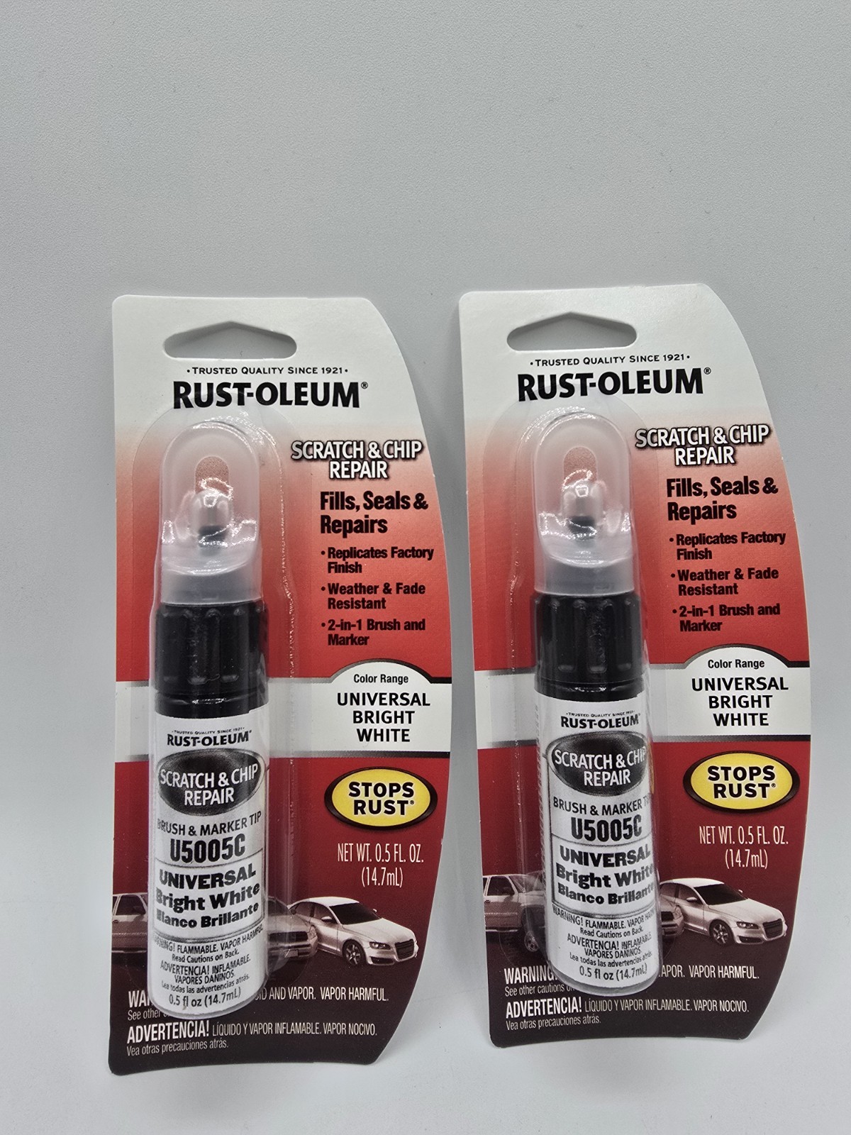 2 Rust-Oleum Scratch & Chip Repair Universal Bright White 0.5 fl. oz._Stops Rust
