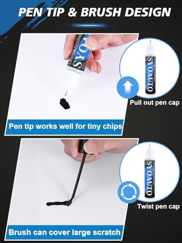Pearl White Touch Up Paint for Cars Scratch Repair Pen & Brush Set 2 in 1