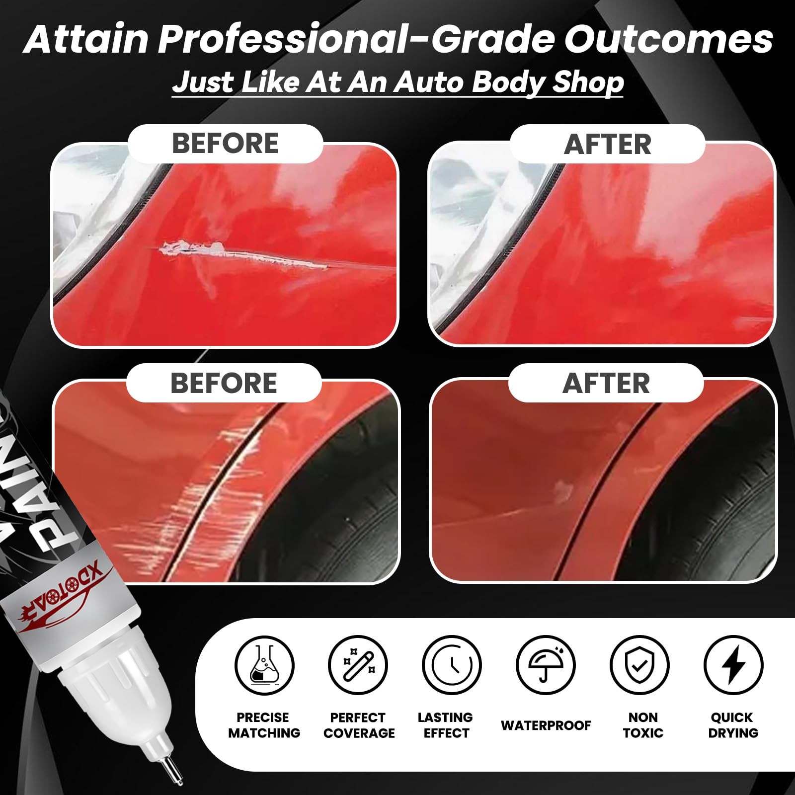 Pearl Red Touch Up Paint For Cars, Color Accurate Auto Paint, Professional