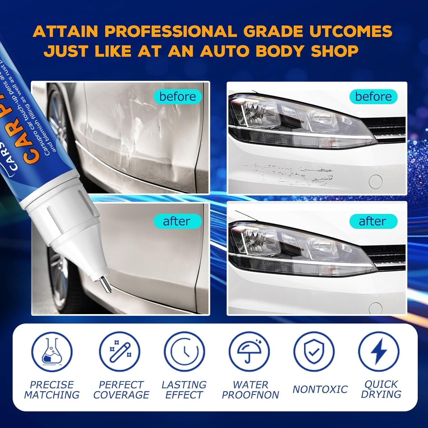Waterproof 12ml Touch Up Paint for Cars | Emerald Glow Metallic Scratch Repair