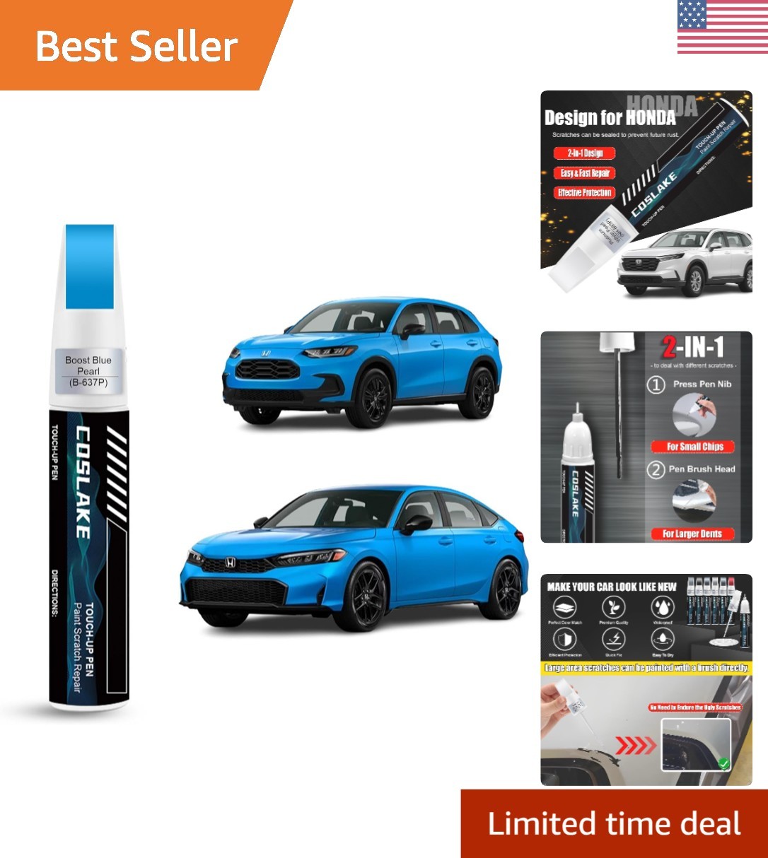 12ml Touch Up Paint B-637P for Honda Civic – Gloss Finish & Waterproof