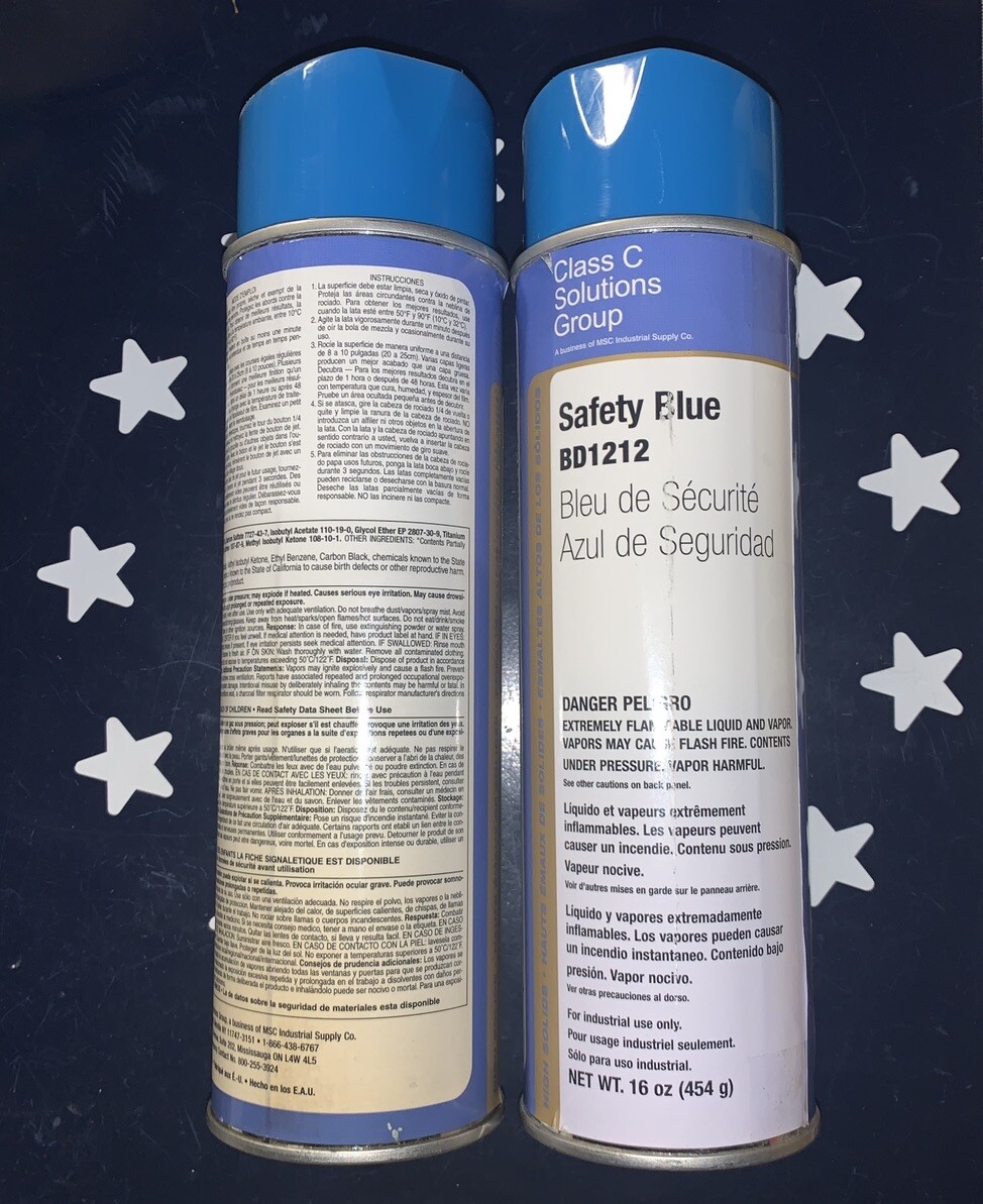 2 Cans X Class C Solutions Group Safety Blue Spray Paint BD1212 16oz X 2