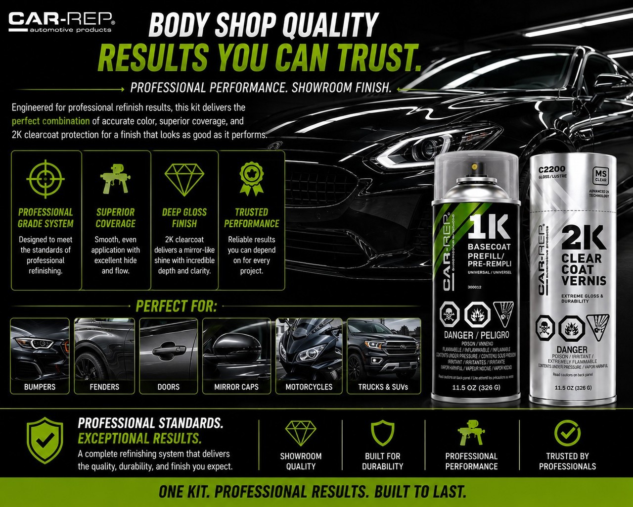 CAR-REP Basecoat & 2K Clearcoat for 1990 Honda Shasta White NH138