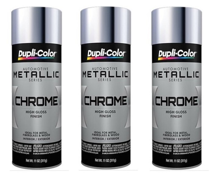 Duplicolor CS101 Instant Chrome Metallic Enamel Spray Paint 12 Oz Can (3 Pack)