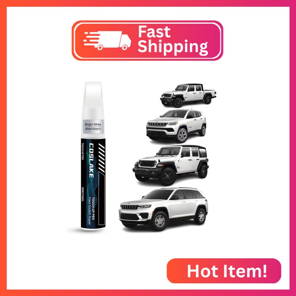 COSLAKE Car Touch Up Paint(Bright White(PW7/GW7)) for Jeep, Car Paint Scratch Re